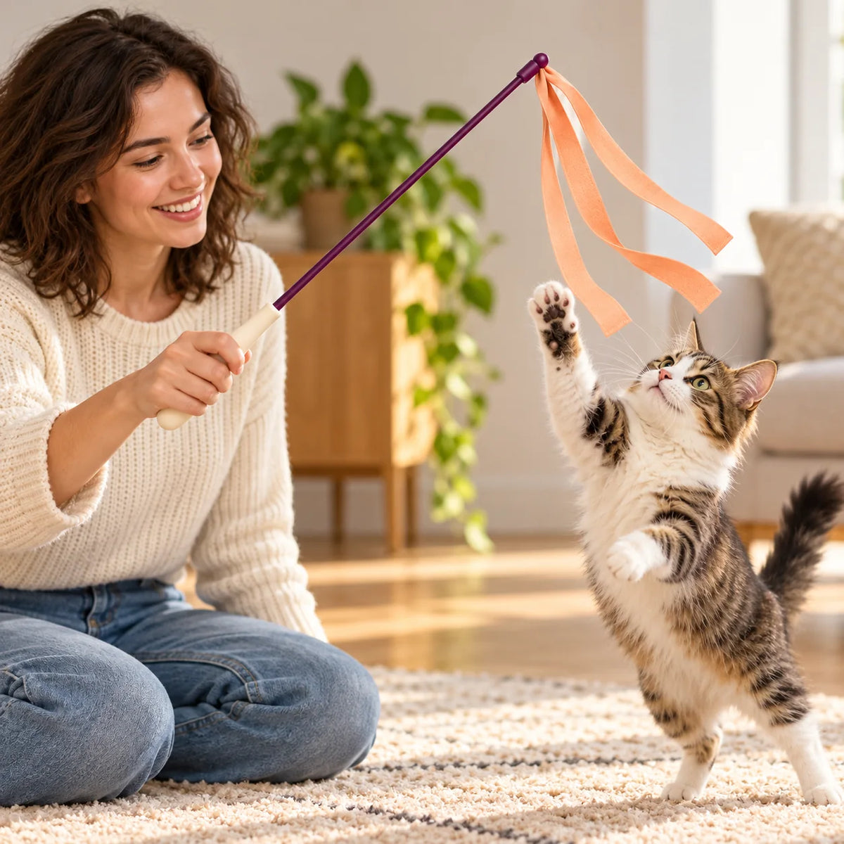 Ribbon Teaser Wand — in use