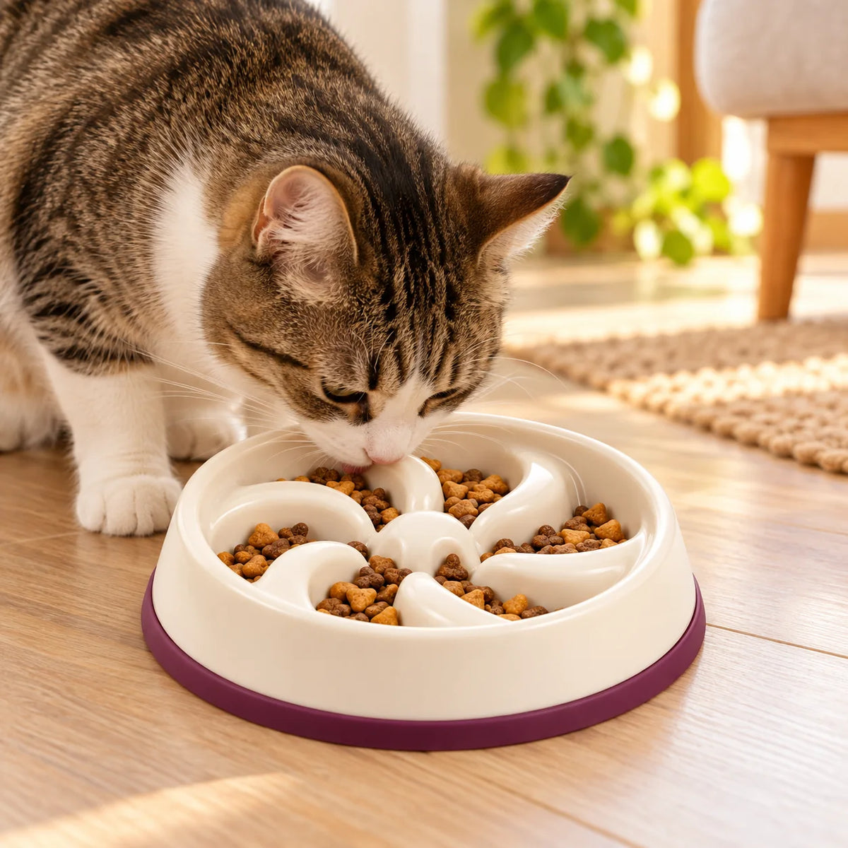 Slow-Feed Petal Bowl — in use